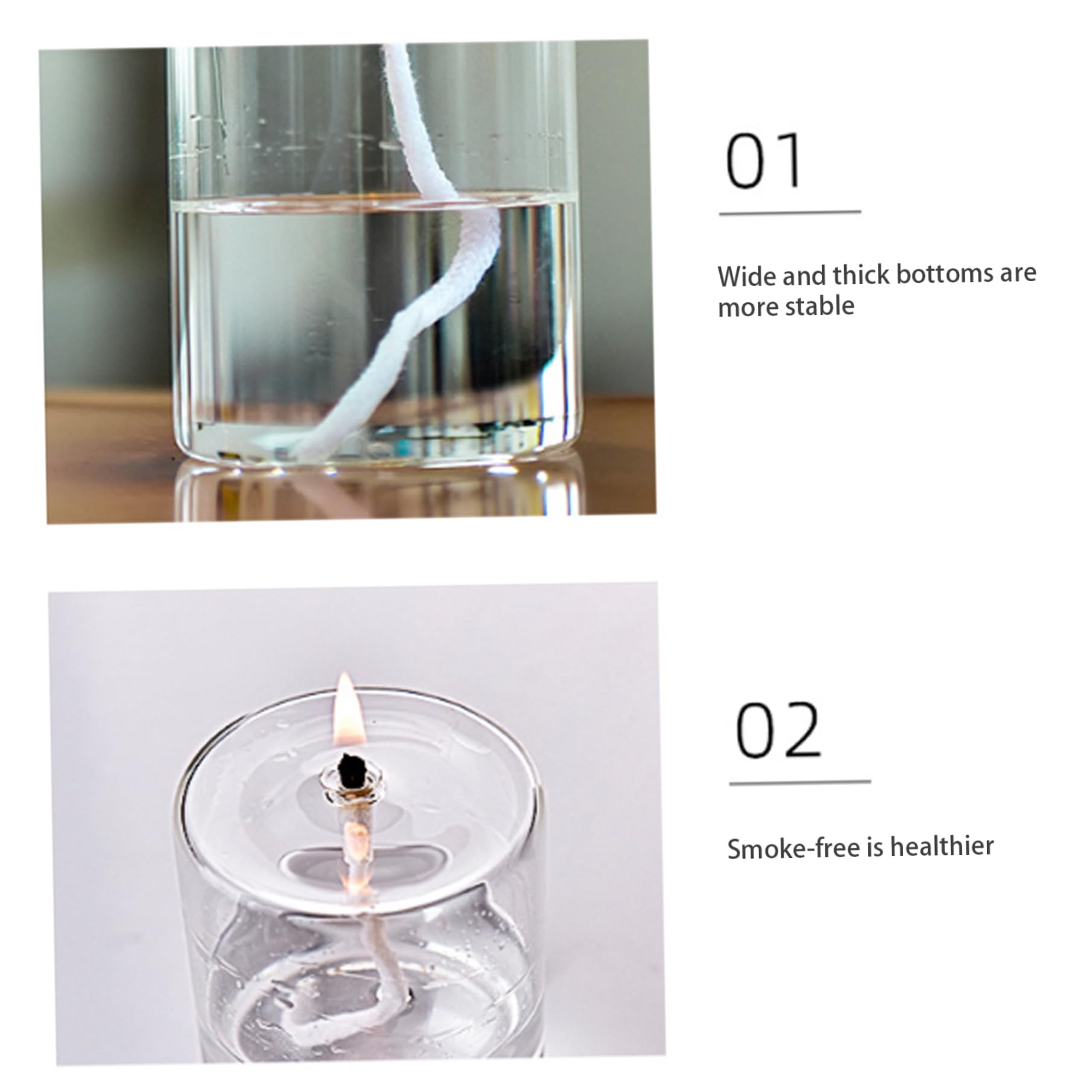 Lot 3 Lampes à Huile En Verre Transparent Ronde Rechargeable - Sans Fumée Sans Odeur Pour Table Mariage Et Décoration