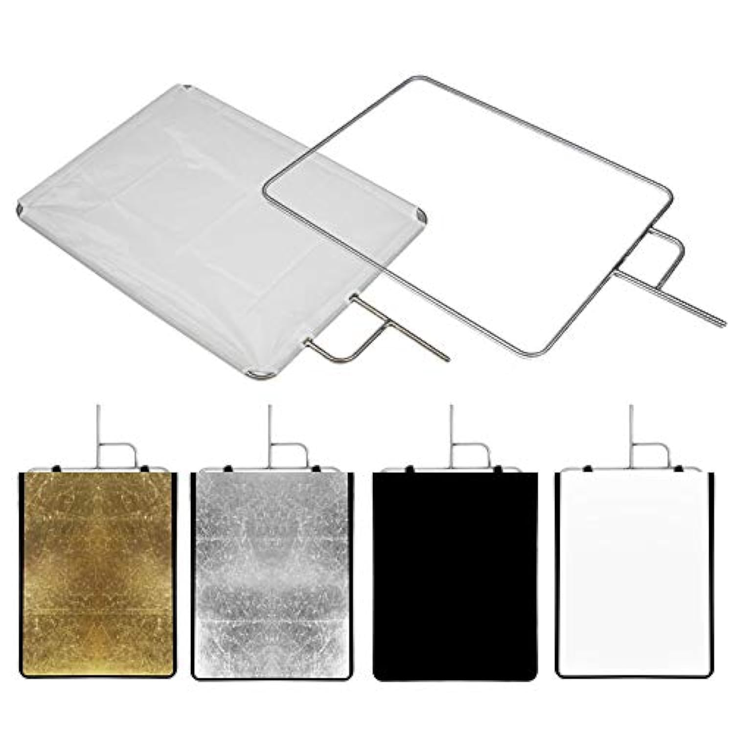 COOPIC RF-04 5-in-1 Photography Reflector Flag Panel Cover Cloth 75cmx86cm with Metal Frame Flag for Photo Video Studio Lighting, Gold/Black/Silver/White