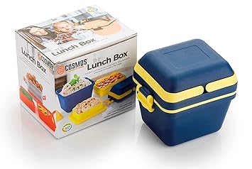 Products Dieting Lunch Box Set | 3 Compartment Tiffin with Handle & Push Lock | Plastic Tiffin Box for Travelling, School Kids & Office Exclusive (Blue)