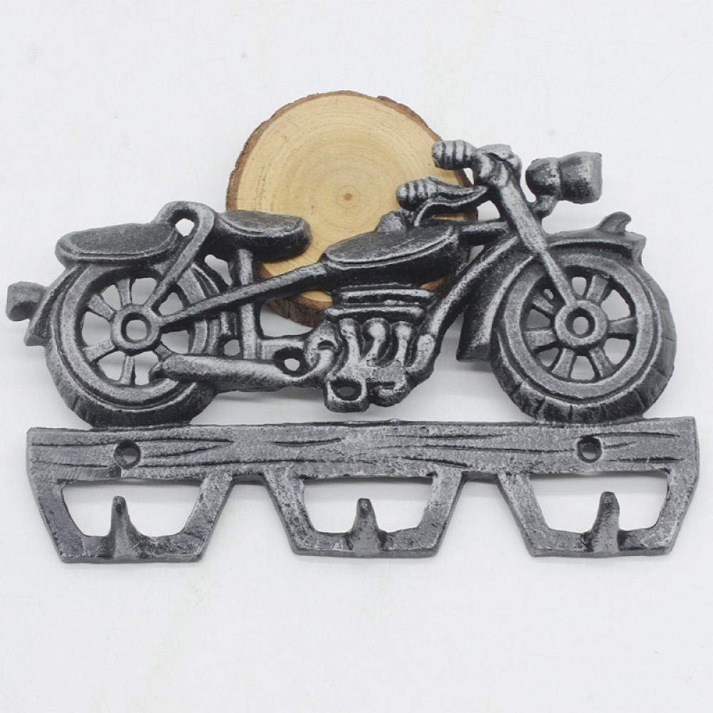 Artisanat en métal moto avec trois crochets pour organiser l'entrée de maison
