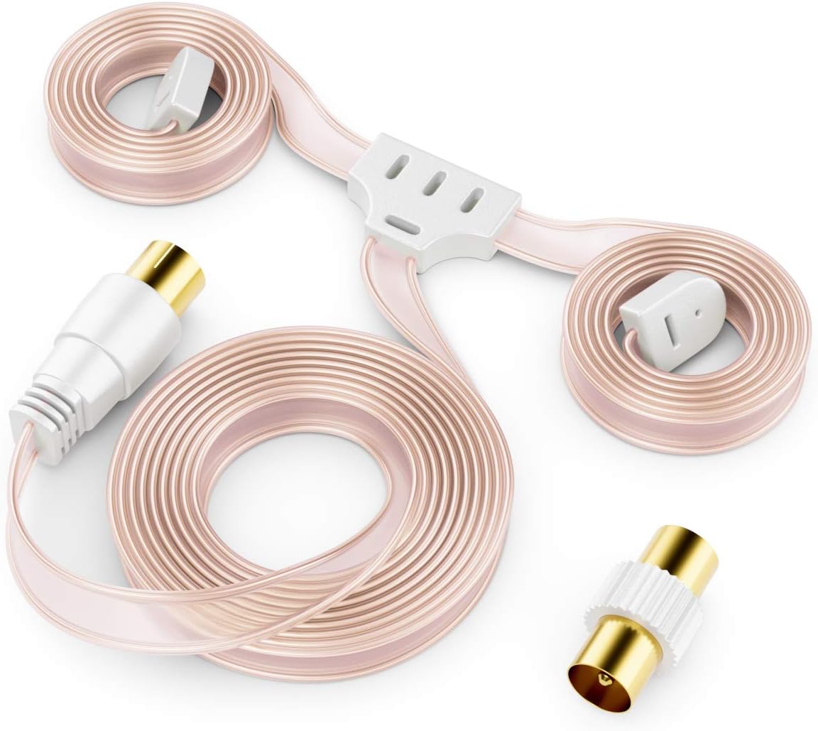 deleyCON FM AM UKW Radio Antenna Dipole Antenna Indoor Antenna 75Ohm Coaxial Connector HiFi Receiver Stereo System FM Tuner Radio Antenna