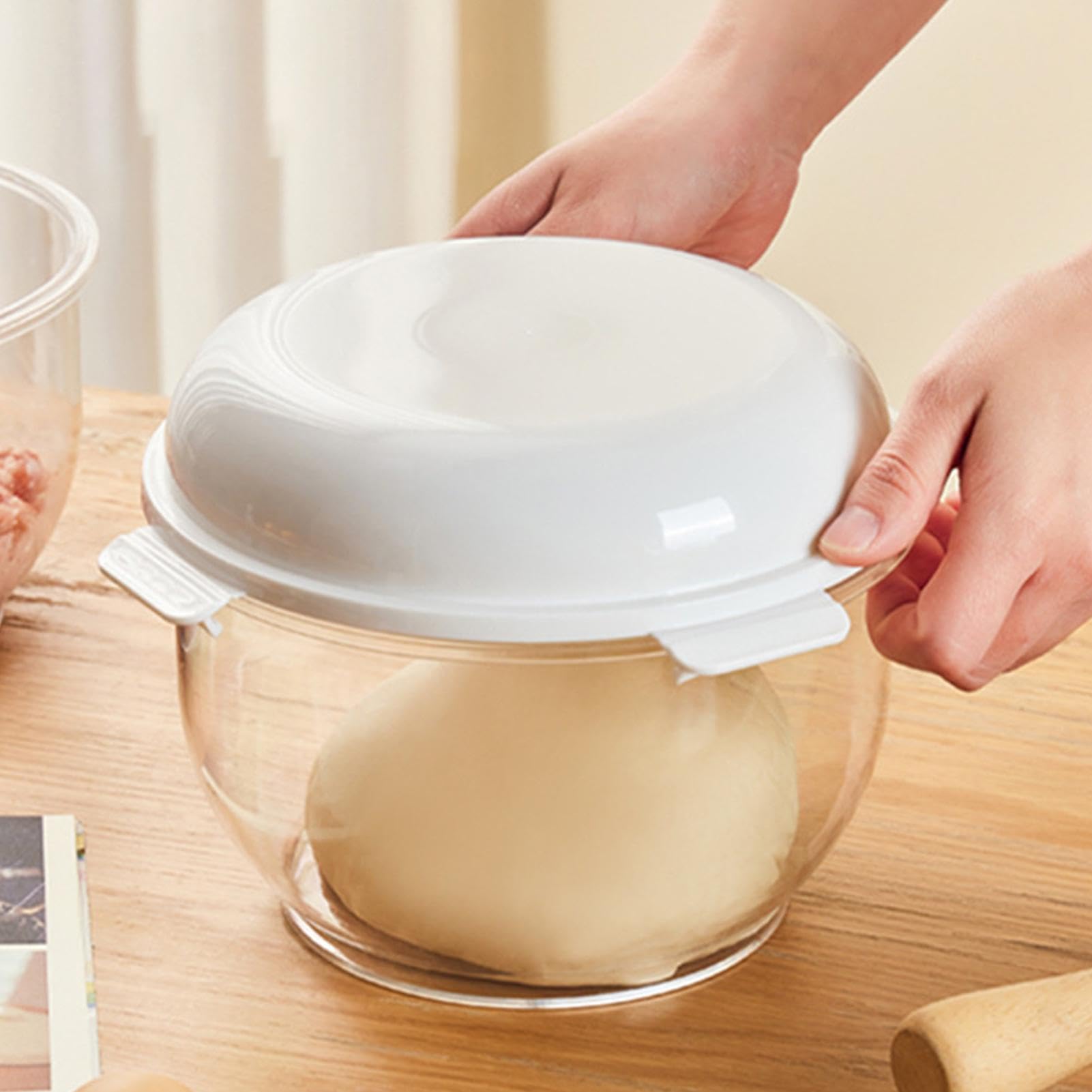 Ciotola per impasto, impilabile, riutilizzabile, per la lievitazione della pizza, contenitore con coperchio per forniture per la cottura del pane, contenitore per lievitazione 'impasto,