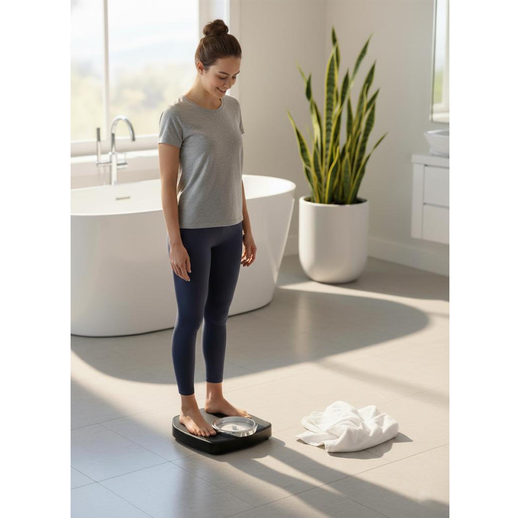 Bilancia pesapersone da bagno stile medico grande quadrante facile lettura fino a 150 kg 23 pietra 4,1 kg meccanica nera Gtrix accurata incrementi 500g antiscivolo analogico