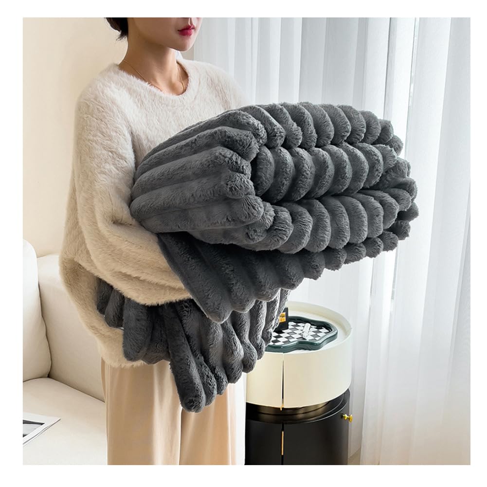 GUOCU Morbida e Calda Coperta in Pelliccia Sintetica di Lusso Calda e morbida Coperta decorativa in Peluche a bolle Plaid in Pile Sherpa per arredamento di casa