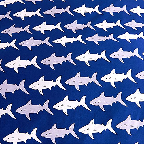 Esydream Home Bedding,Ocean Shark Design Kids Duvet Cover Sets,Queen Twin Size Shark Children Bedspreads,Cotton & Microfiber (No Comforter),Twin Size (4Pc Set) #TOP4