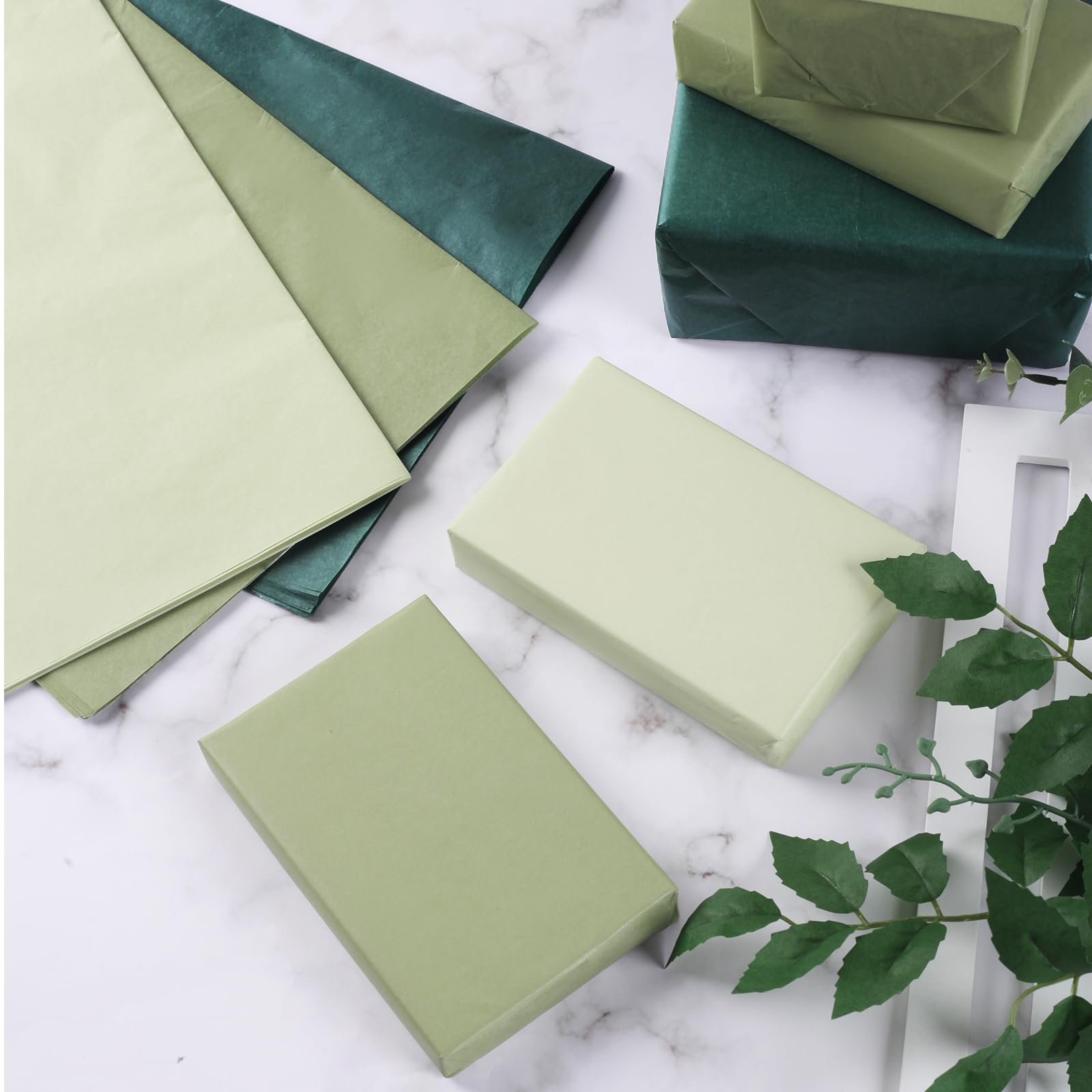 Tinoaly Lot De 60 Feuilles De Papier Cadeau Vert Sauge Dégradé, 50x35 Cm, Papier De Soie Pour Emballage Et Décorations