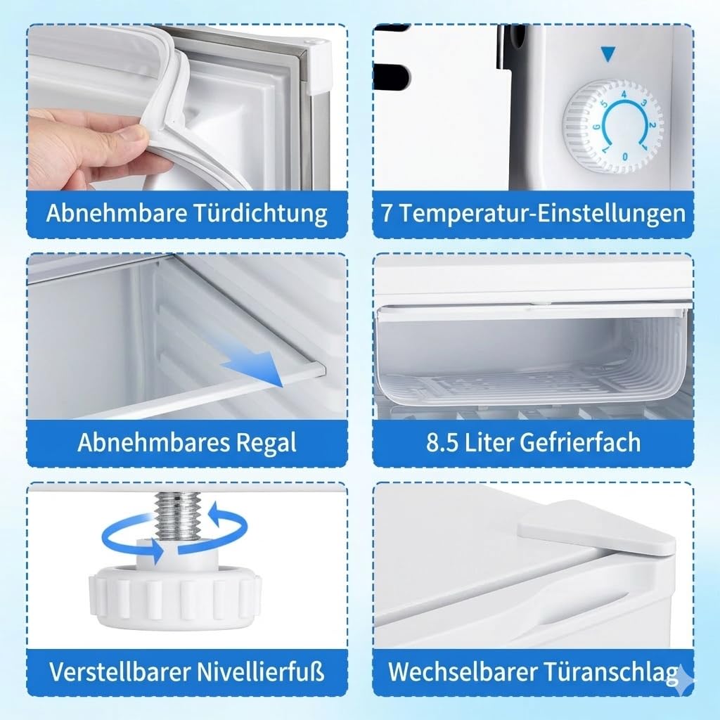 91L Mini-Kühlschrank mit Gefrierschrank, Einzeltür kleiner Kühlschrank, Schlafsaal Kühlschrank mit 7 verstellbarem Thermostat, Energieeinsparung, Geräuscharm, Weiß