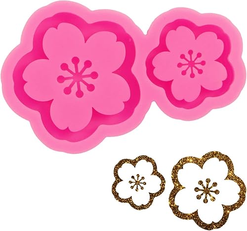 Angel Wings Molde de resina para coctelera con respaldo brillante, moldes de silicona con flores de cerezo, hermosa flor de resina epoxi para