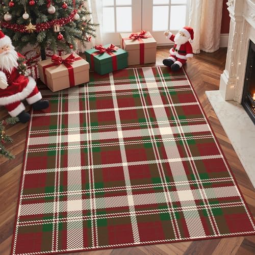 Christmas 5x7 Area Rugs for Living Room Bedroom,Xmas Checkered Bu...