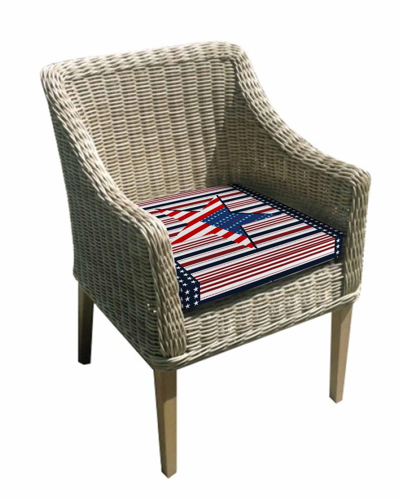 2 Pack 4th of July Waterproof Cushion Covers with Ties, Outdoor Patio Chaise Lounge Chair Seat Cushion Slip Covers Replacement(Only Cover) Independence Day American Flag Star Striped 24