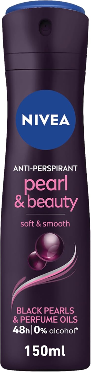 NIVEA Antiperspirant for Women, Pearl & Beauty, Black Pearl & Perfume Oils, Spray 150ml