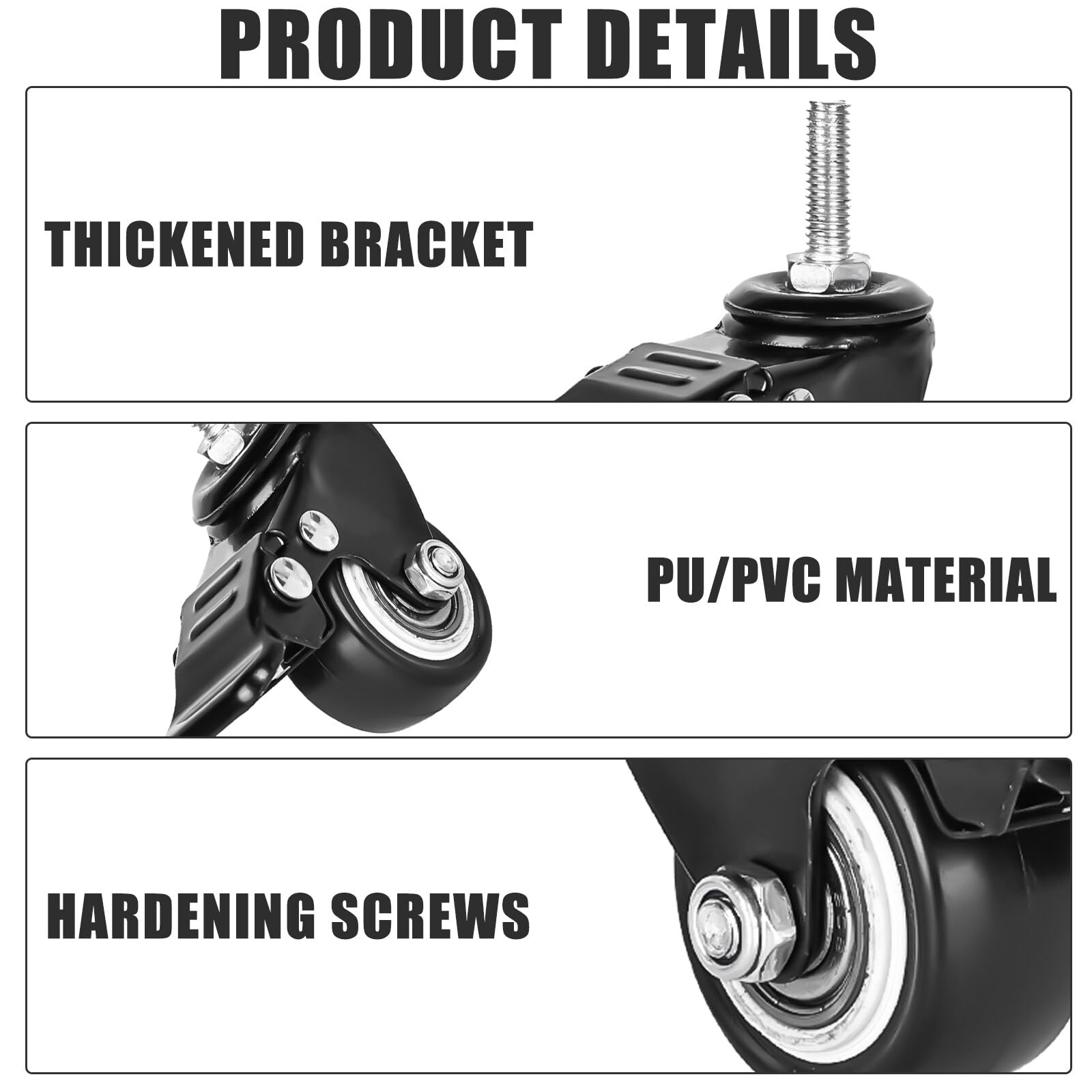 4 Rotelle Per Mobili M8 - 2 Con Freni E 2 Senza, Portata 35 Kg, Gomma Silenziosa, 360° - Foto 10