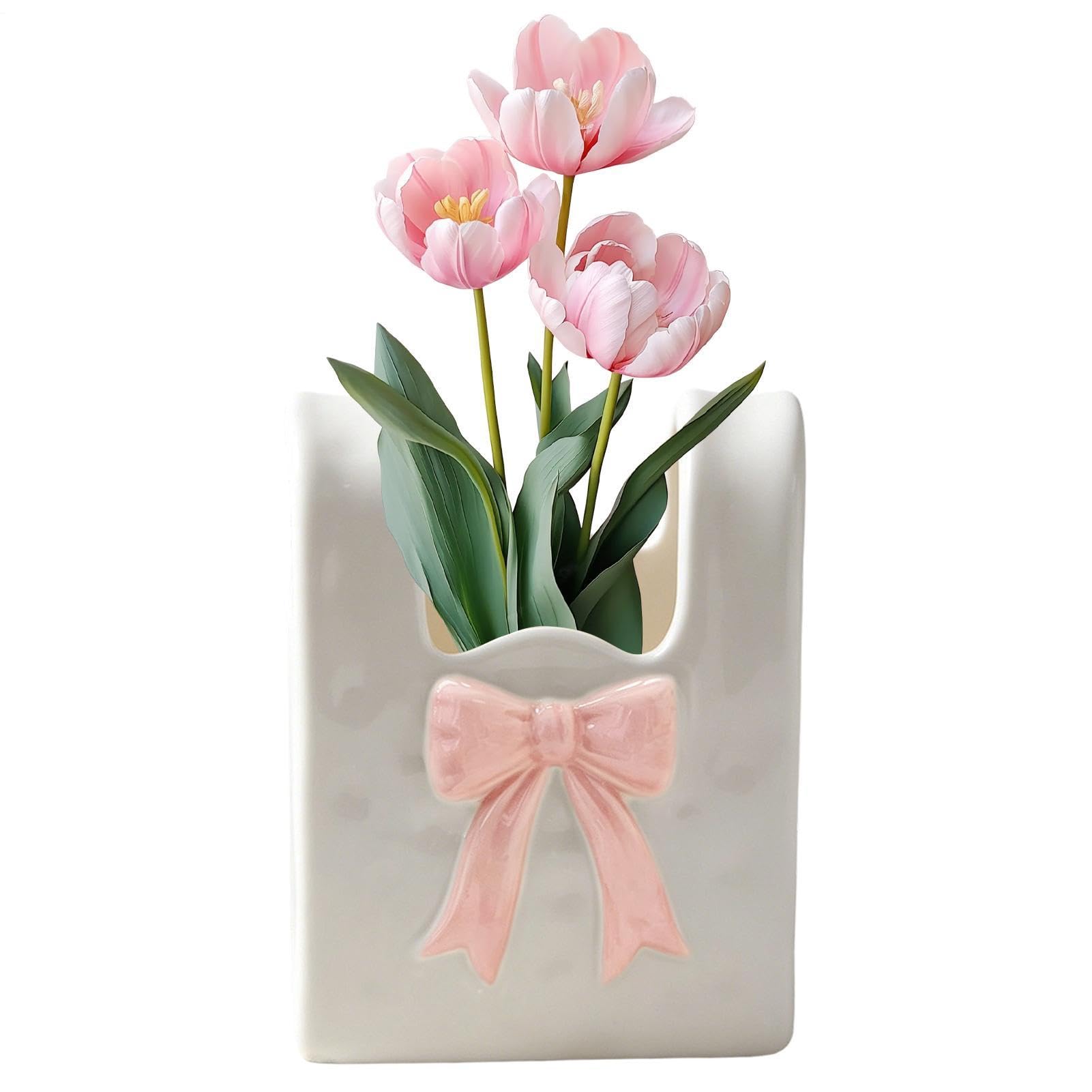 Florero de cerámica con diseño estético para centro de mesa de salón y cocina moderna