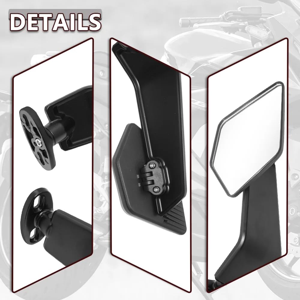 Specchietti Universali per Moto con Design a Lama Alare per CBR250R, CBR650R, Ninja 400, 600, ZX6R, ZX10R, GSXR1000 – Specchietti Laterali Orientabili e Regolabili