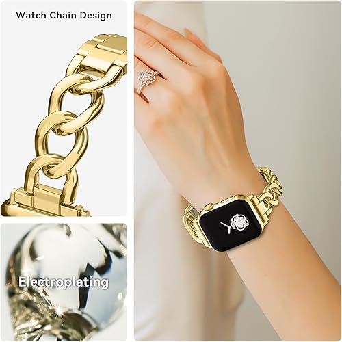 Miniatura 2 de Watch Bands for Women Compatible with Apple Watch Band 38mm 40mm 41mm 42mm 44mm 45mm 46mm 49mm Adjustable Metal Band Cowboy Steel Chain Bracelet for