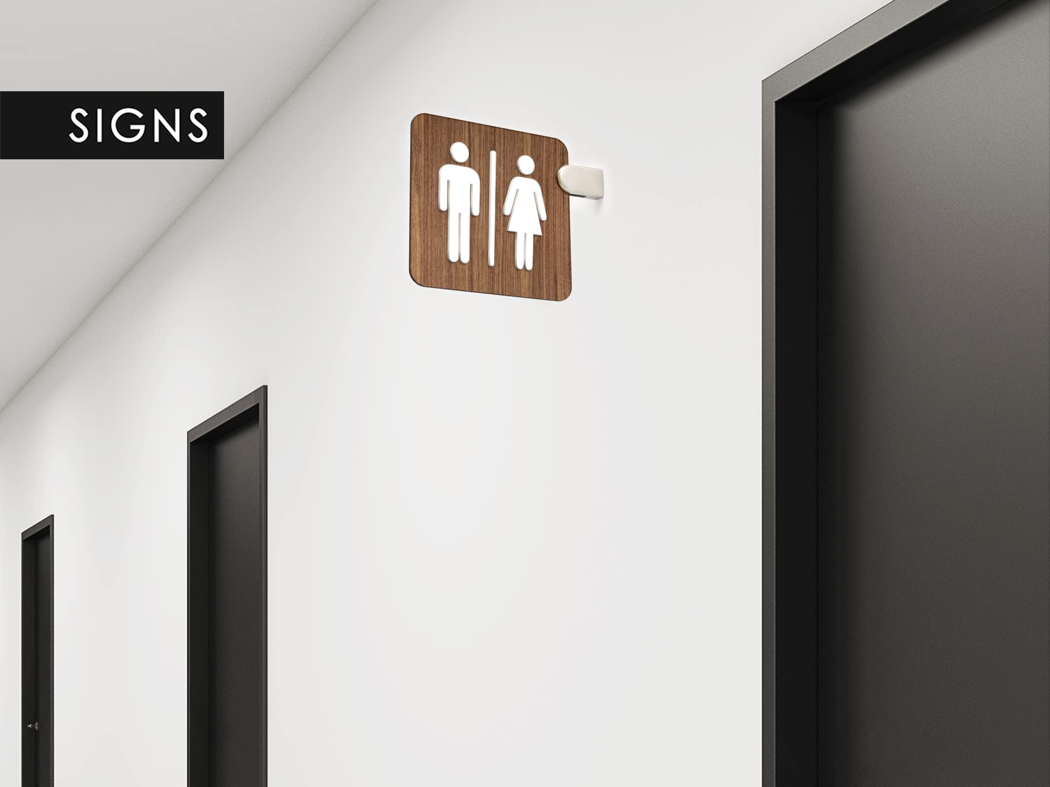 Signs - Enseigne drapeaux double face, en relief (toilettes hommes femmes, restroom, toilettes, salle de bain) Panneau de indication WC pour les couloirs et les espaces (Classic)