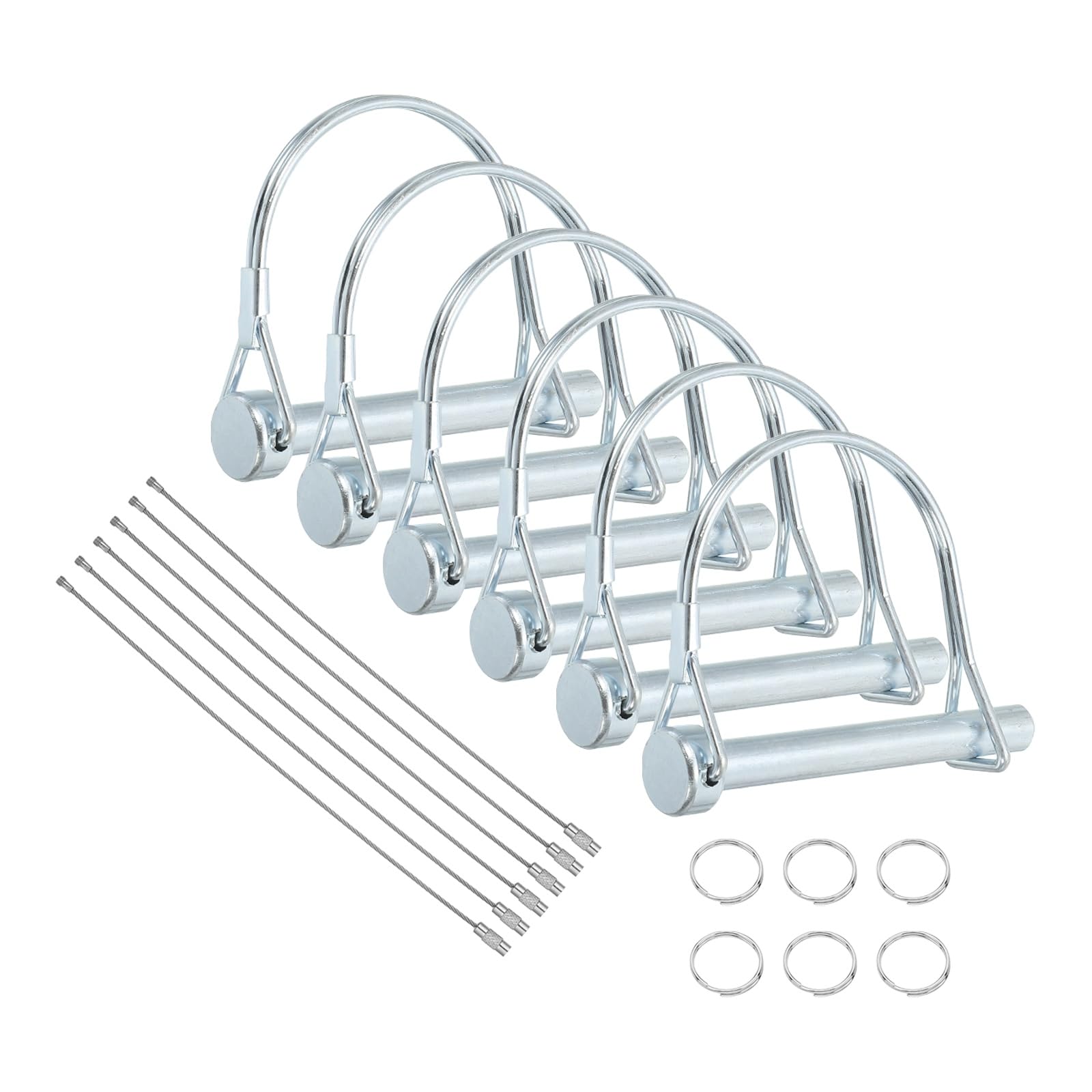 sourcing map 6Pcs Trailer Coupler Pin, 5/16" x 2-13/16" Trailer Hitch Locking Pin with Steel Quick Release Ring, Wire Shaft Locking Accessories for Farm Lawn Garden Trailers Wagons Towing