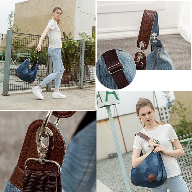 Bolso Hobo de Denim para Mujer con Múltiples Bolsillos miniatura 5
