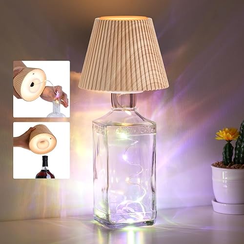 WILIT Pantallas inalámbricas para lámparas de mesa, lámpara de botellas de vino de brillo de 3 niveles, bonitas lámparas de escritorio para