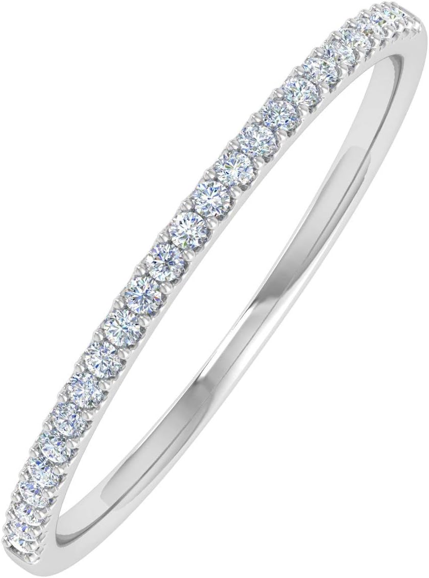 0.08 Carat Diamond Wedding Anniversary Stackable Ring in 925 Sterling Silver - IGI Certified