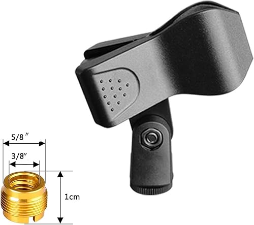 Miniatura 3 de 2 soportes para micrófono, clip universal para soporte de micrófono con adaptador de tornillo macho de 58 pulgadas a hembra de 38 pulgadas
