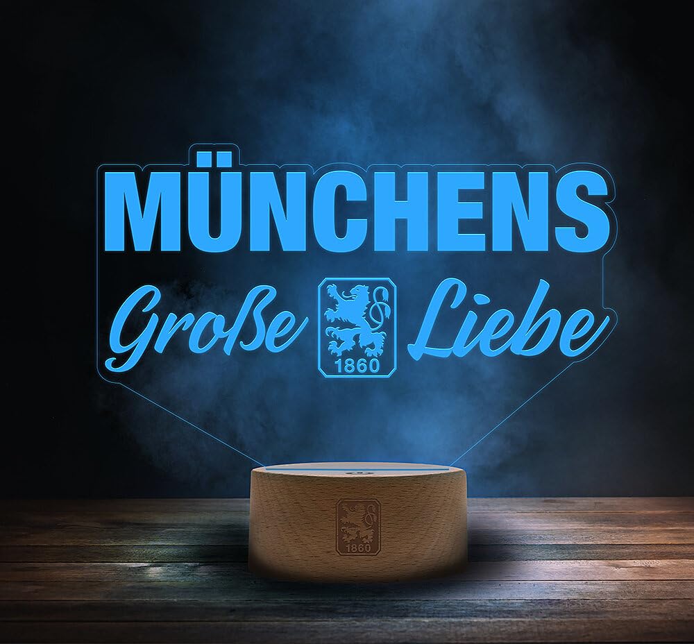 TSV 1860 München LED Lampe Licht ** MGL mit Holzsockel **