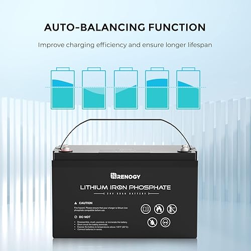 Miniatura 6 de Renogy Batería de litio LiFePO4 de ciclo profundo de 24 V 50 Ah, más de 3500 ciclos, BMS integrado, energía de respaldo perfecta para sistema de
