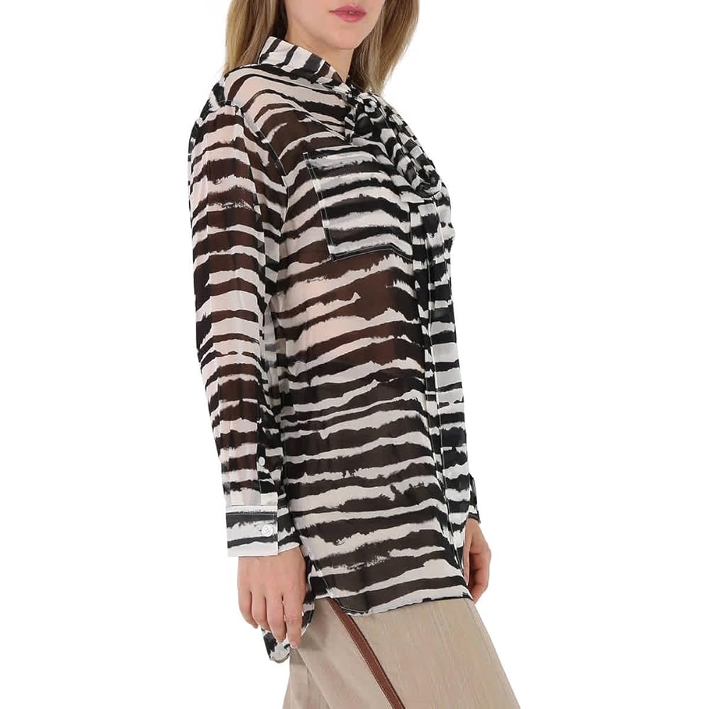 BURBERRY Silk Chiffon Watercolour Print Blouse, Brand Size 4