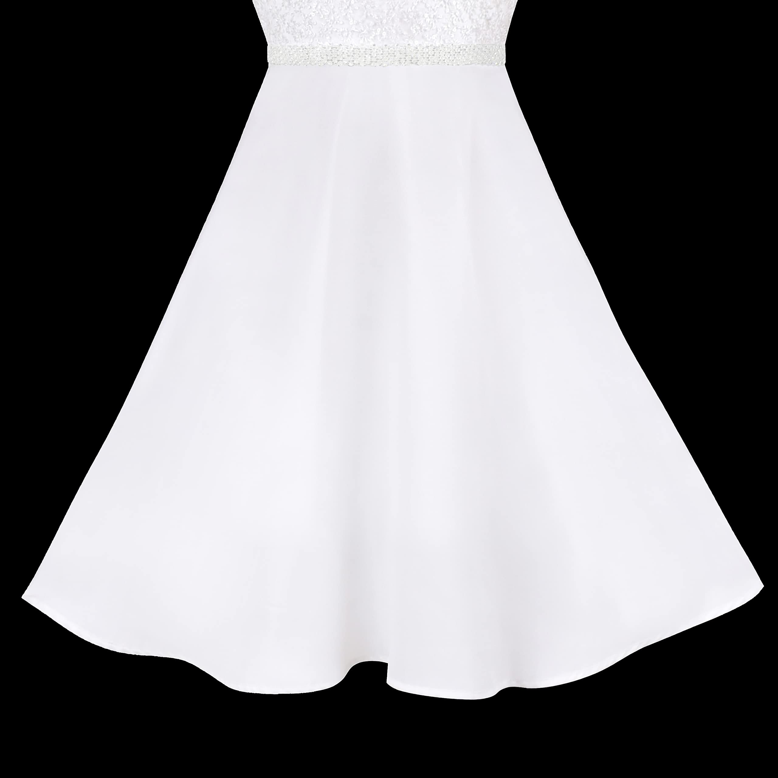Sunny Fashion Robe Fille Fleur Dentelle Haut Dégradé Bordeaux Jupe sans Manches 6-14 Ans