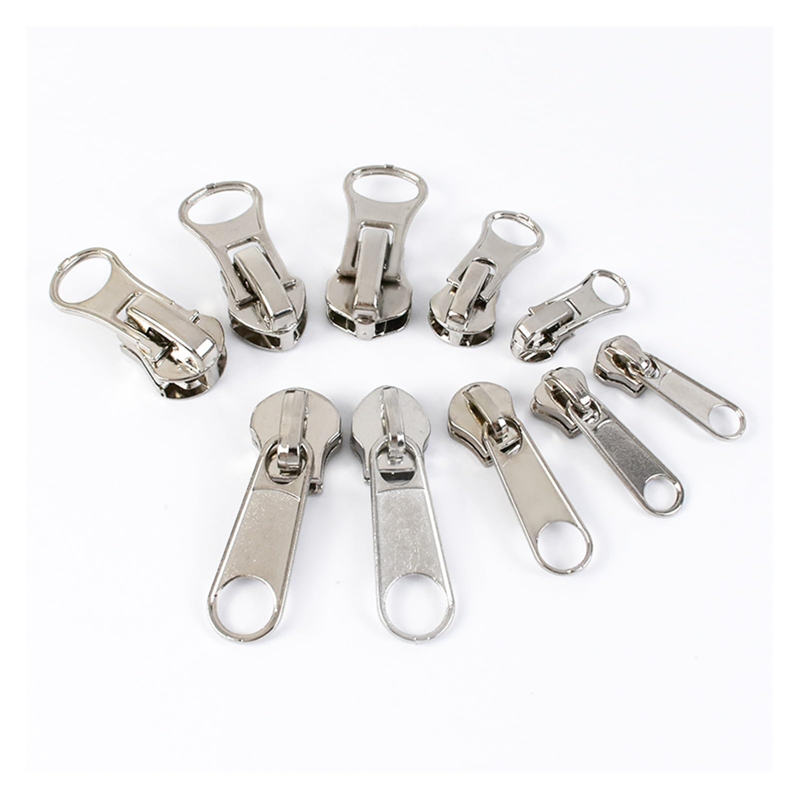 Tirones para deslizamientos de cremallera de metal Cremallera metálica de resina de nailon for chaqueta, vestido, equipaje, Kit de reparación de cabezal de cremallera metálica(ZT024Silver,SLIDERFORNYL
