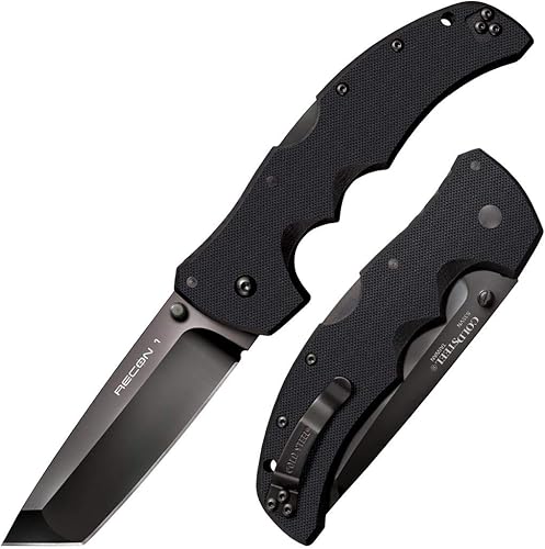Miniatura 2 de Cold Steel Recon 1 Series Cuchillo plegable táctico con bloqueo Tri-Ad y clip de bolsillo, fabricado con acero CPM-S35VN de primera calidad, borde