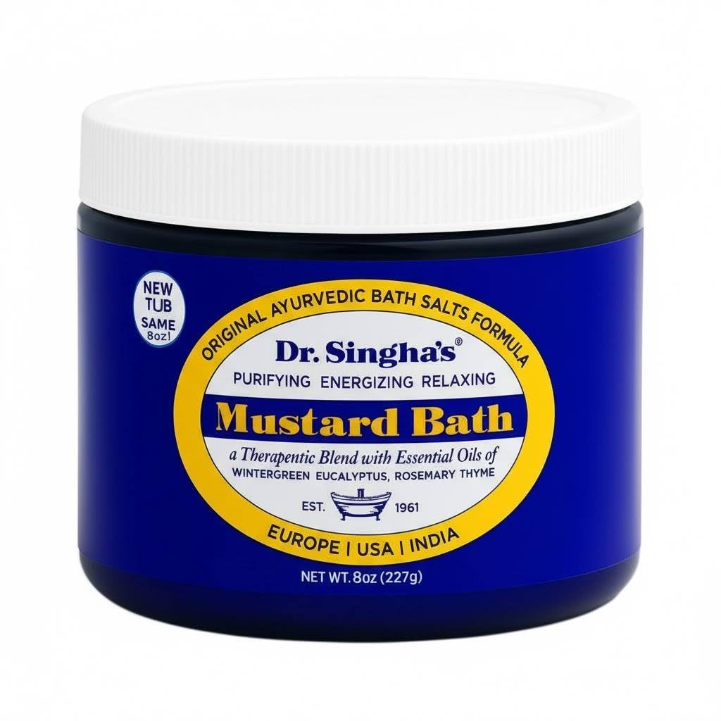 Dr. Singha's Mustard Bath Salts - 8 oz Herbal Bath Soak with Essential Oils for a Relaxing and Rejuvenating Experience - Made in USA