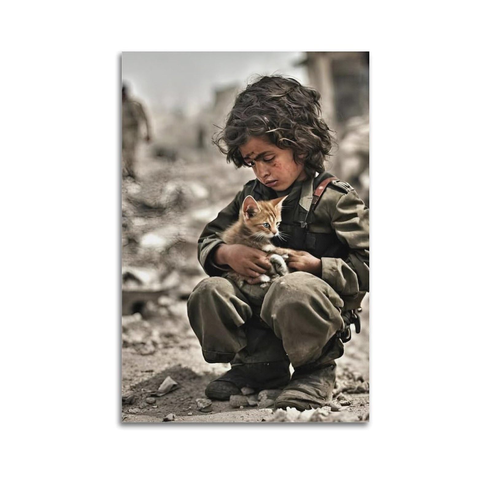 XKUGA World Peace Anti War Poster Palestine Gaza Child Refugees Modern Decorative Canvas Prints - Ideal Wall Art for Family, Man Cave, Game Room, Boys & Girls Bedroom 20x30inch(50x75cm)