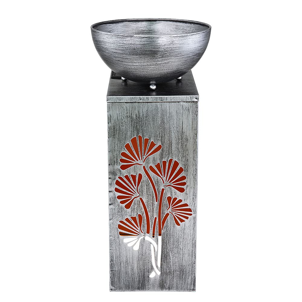 Dekosäule mit Pflanzschale und Beleuchtung Solar Säulenleuchte Außen Pflanzsäule mit Schale Metall, Lichteffekt, 1x LED warmweiß, H 59 cm, Garten