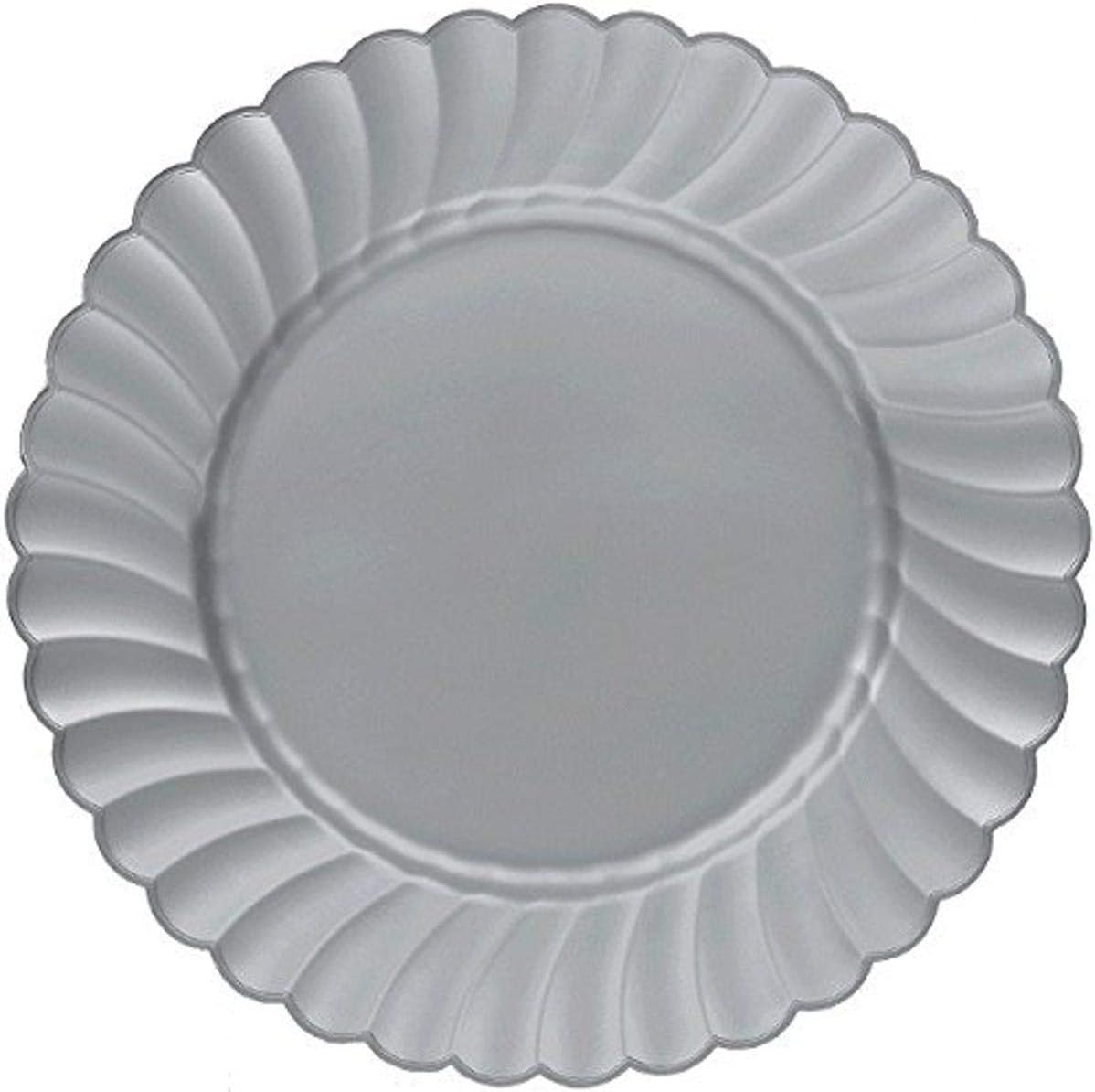 Amscan Premium Plastic Scallop Plate, 10 1/4", Bright Pink