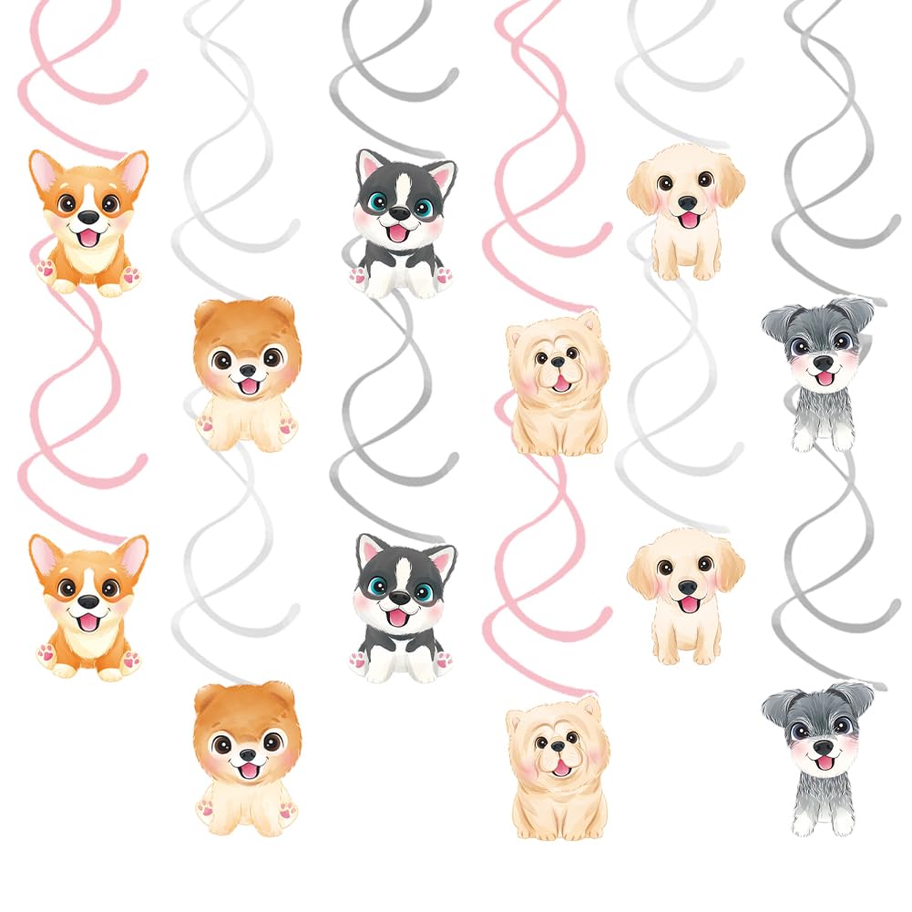 24pcs Dog Paw Hanging Swirls Ceiling Streamers Decorations,Dog Paw Party Decoration Dog Paw Baby Shower Supplies, Suitable for Dog Paw Party