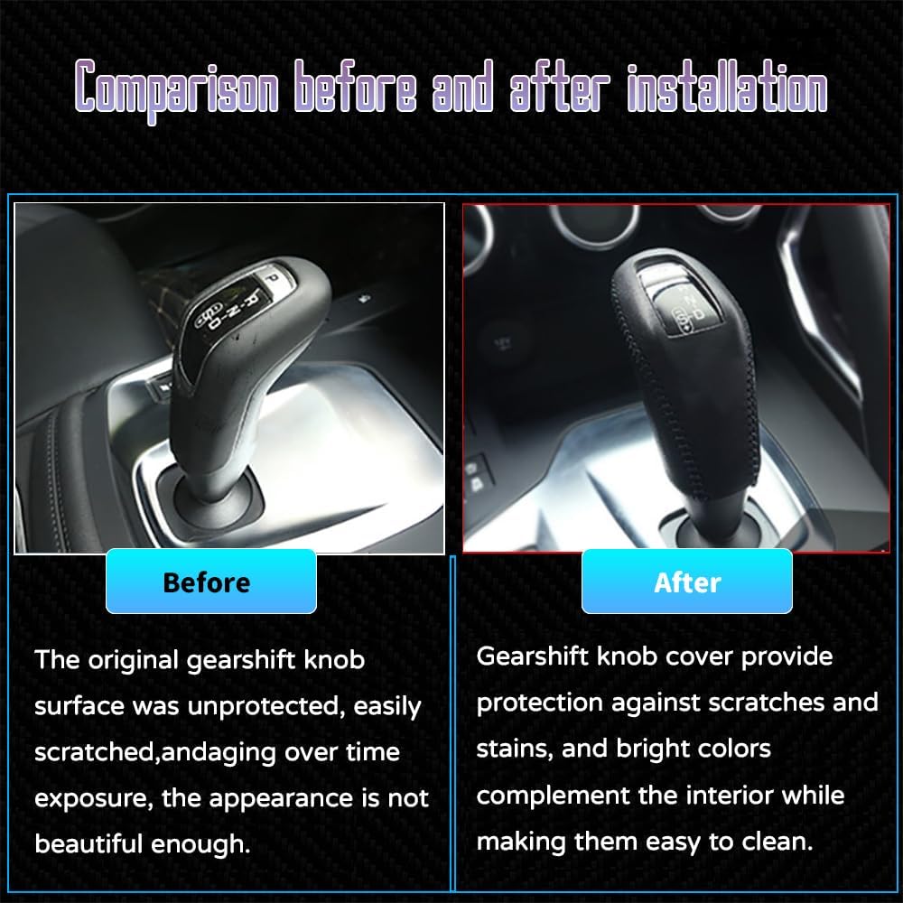 Custom Interior Accessories for E-PACE EPACE 2018 2019 2020 F-Type FTYPE 2014 2015 2016 2018 2019 2020 2021 2022 2023 Leather Car Gear Shift Knob Cover Protector Trim(Red Stitching)