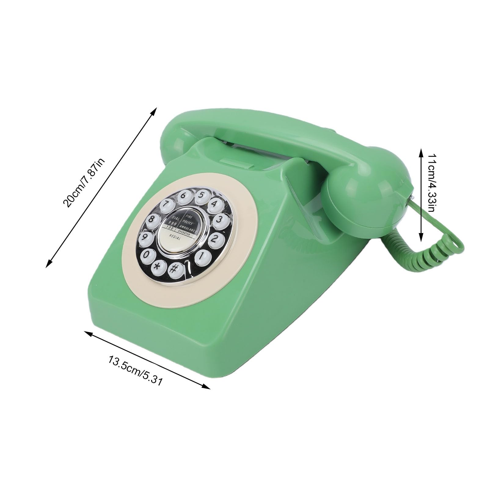 Yunseity Telefono Fisso Antico con Filo, Telefono da Scrivania con Pulsante Stile Vintage con Funzione di Ricomposizione e Connettore RJ11 per la Sicurezza in Casa, in Ufficio o in Caso di Emergenza