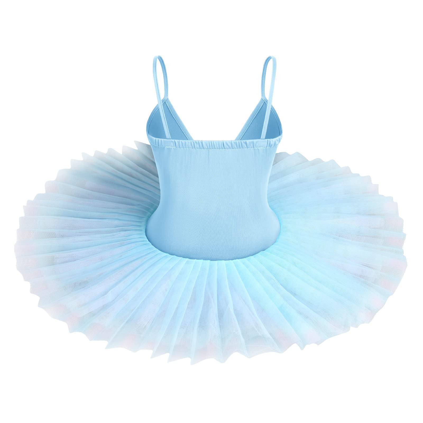 IBAKOM Swan Lake Robe tutu de danse sans manches avec col en V et bretelles spaghetti pour fille