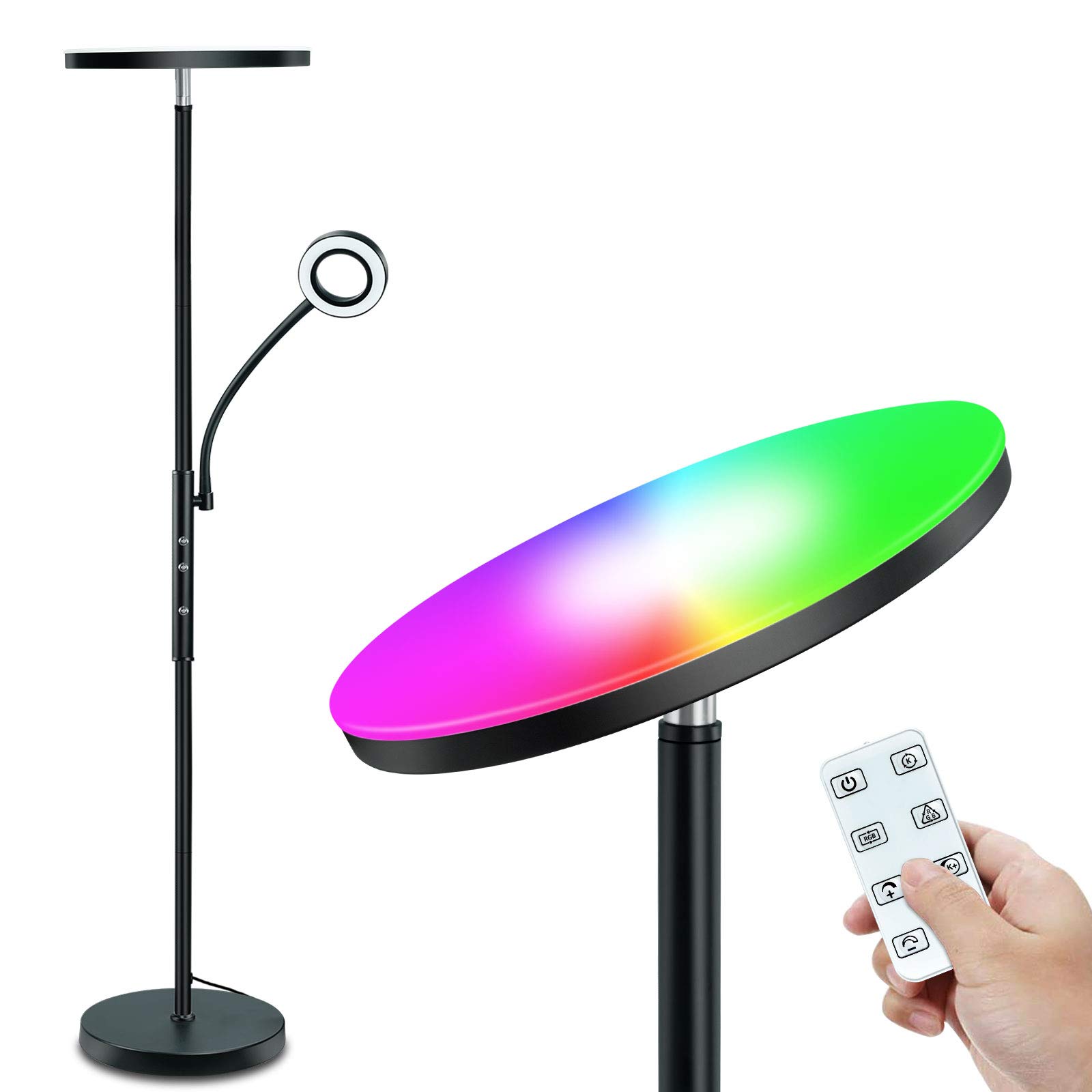 Buy STASUN LED Uplighter Floor Lamp, RGB Torchiere Lamp with Adjustable Reading Lamp, Remote