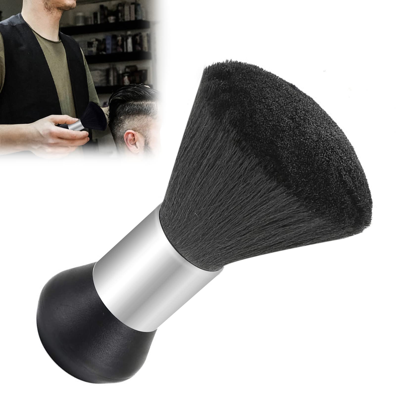 Pennello Parrucchiere,Barbiere Collo Spazzola,Pennello Pulizia,Pennello Collo Barbiere,Capelli Spazzare Spazzola,per Togliere i Residui di Capelli(Nero)