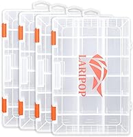 LARIPOP Fishing Tackle Box 4-Pack with Adjustable Dividers - Transparent 3600/3700 Trays, Lure Organizer for Anglers & Crafters