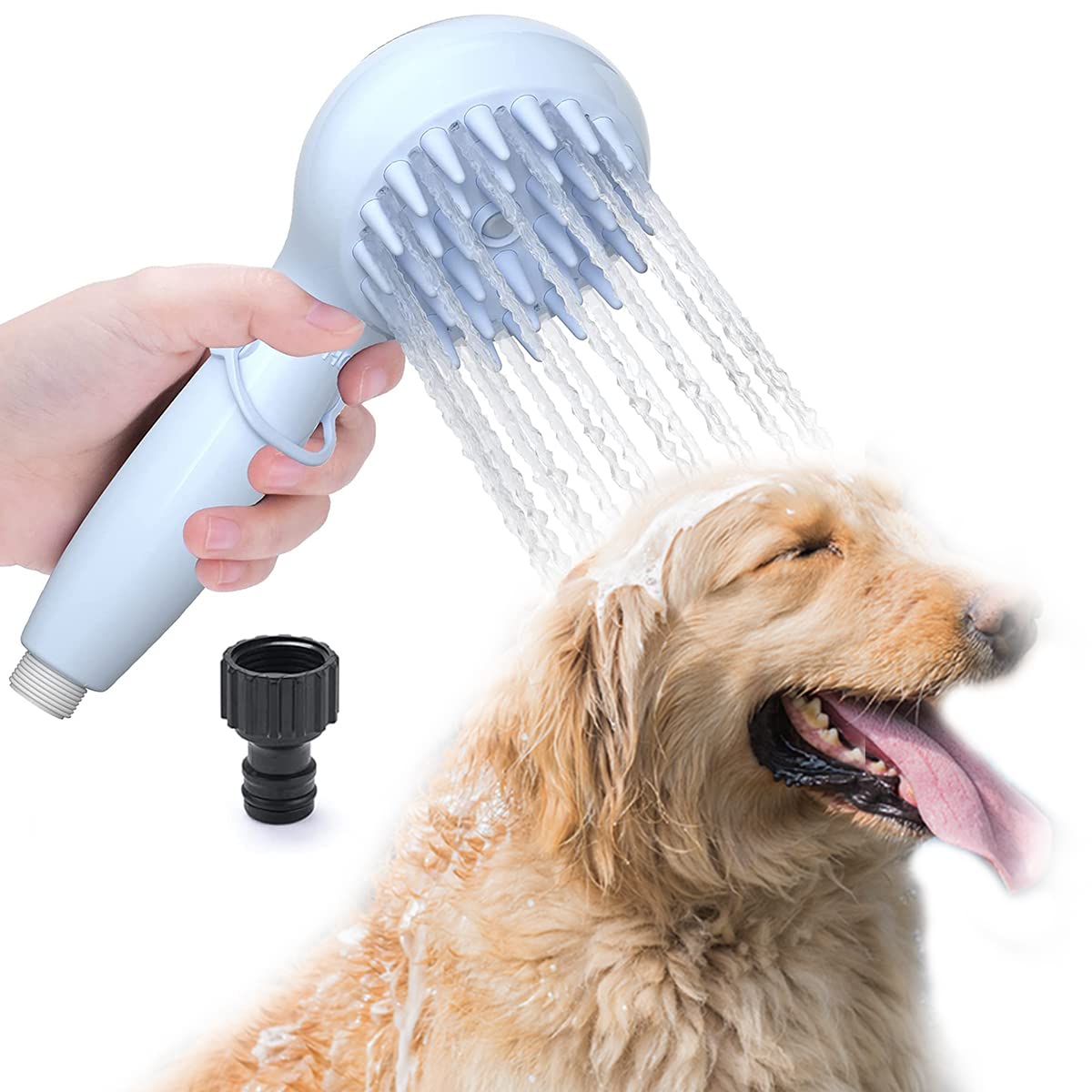 Dog Bath Brush Sprayer and Scrubber Tool in One with Dog