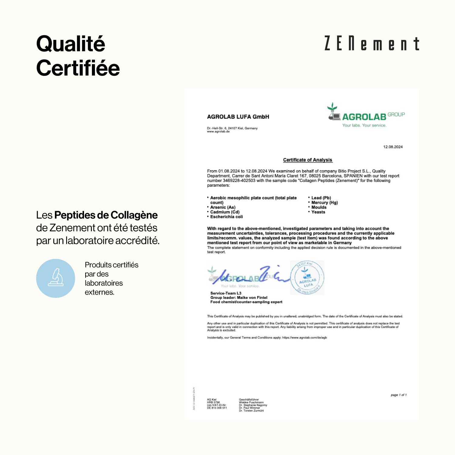 Peptides de Collagène Hydrolysé de Bovins provenants de Pâturages - avec Magnésium, Acide Hyaluronique, Zinc et Vitamine C - Non Aromatisé - Haute Solubilité - 450 g