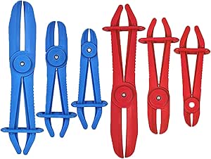 Lot De 6 Pinces à Durite APOMOONS - Pour Tuyaux Carburant, Frein, Refroidissement - 3 Tailles, Rouge