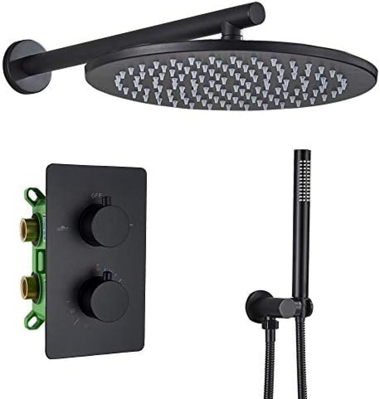 Zestawy prysznicowe, zestaw termostatyczny bateria łazienkowa naścienna mikser ręczny zestawy natryskowe z głowicą deszczową czarny, 25 cm, 25 cm (jeden kolor 20 cm)