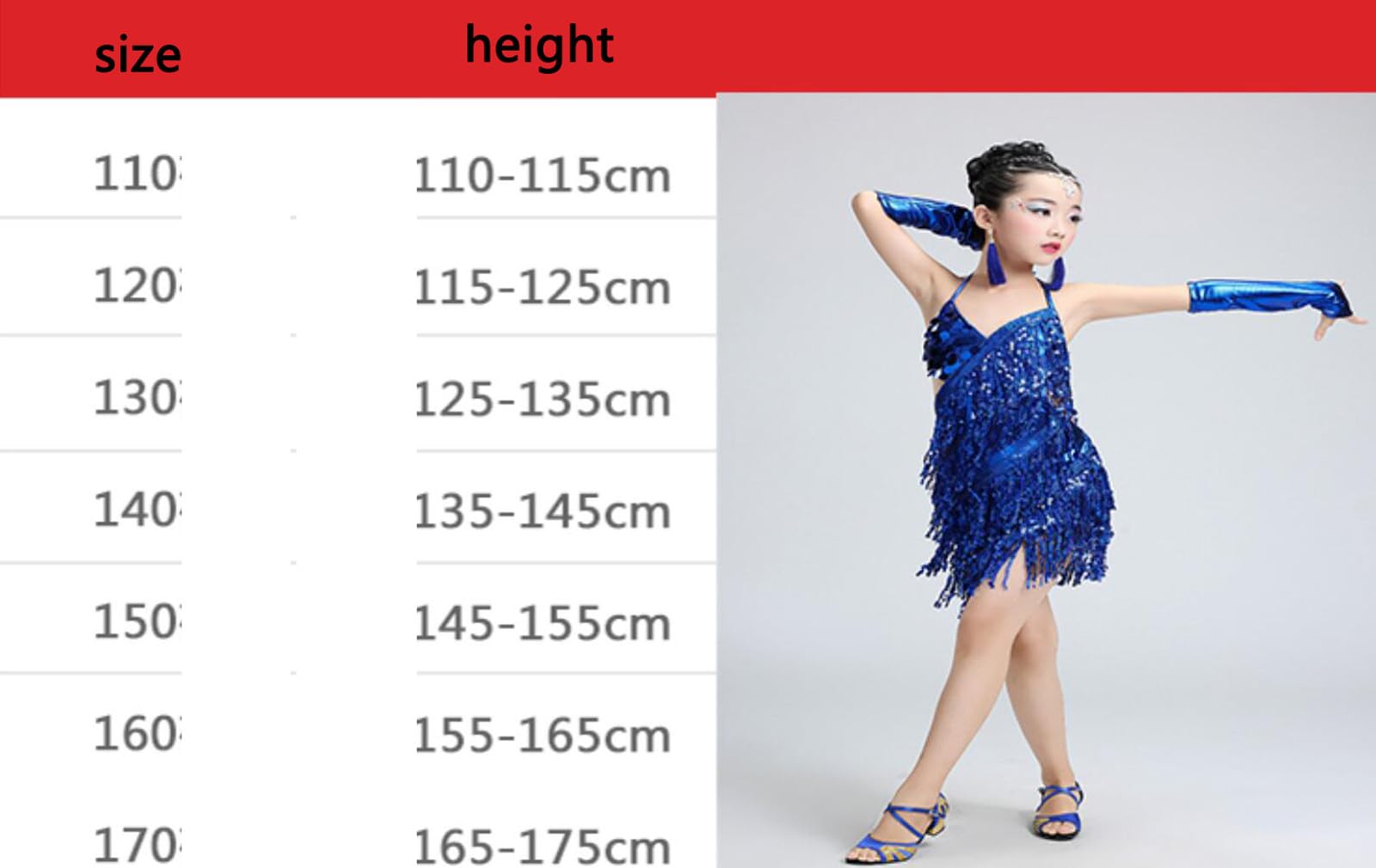 EFLAL Vestito da Nappa da Ballo Latino con Paillettes per Ragazze Samba Tango Salsa Belly Ballroom Dancewear Costumi da Competizione di Danza