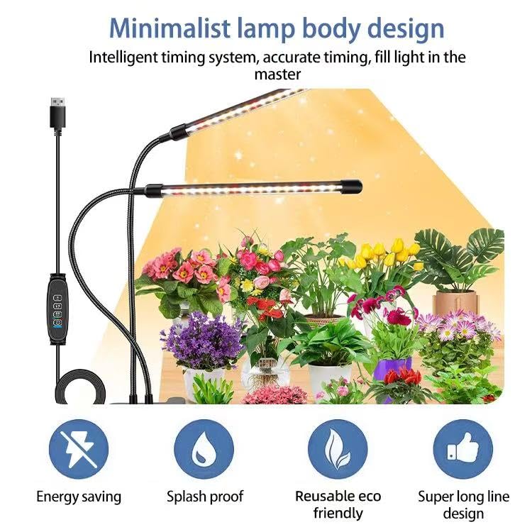 Lampe De Croissance Plantes Wolezek 80 LEDs - 4 Têtes Avec Trépied Réglable - Spectre Complet - Timer 4/8/12h