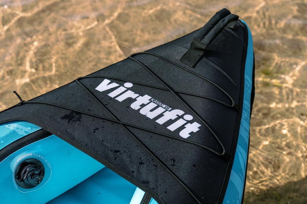 VirtuFit Kayak inflable 335 – 2 personas + opción para 3er asiento – Incluye 2 asientos de kayak, bolsa de transporte y 2 aletas – para mar, río y lago – Construcción estable – 335 cm – Turquesa
