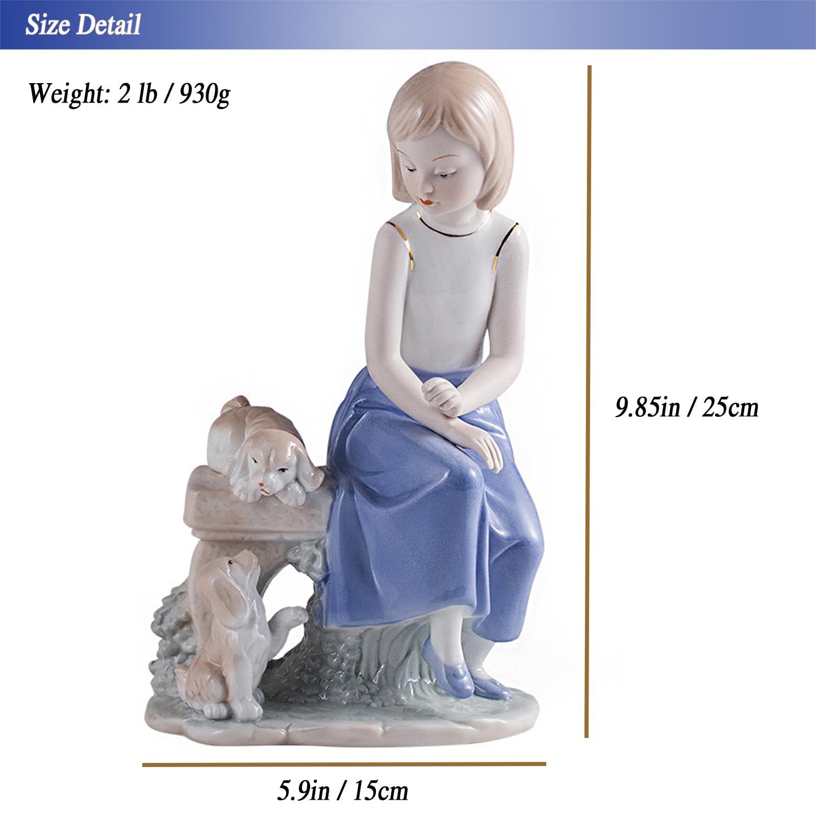 Amazon.co.jp: 陶器の女の子の置物犬の像かわいい犬の彫刻、ペットの家 